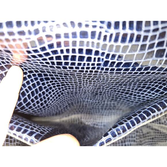 Samantha Brown Blue Faux Croc Carry On Overnight Weekender Or Business Bag Tote - Picture 14 of 16